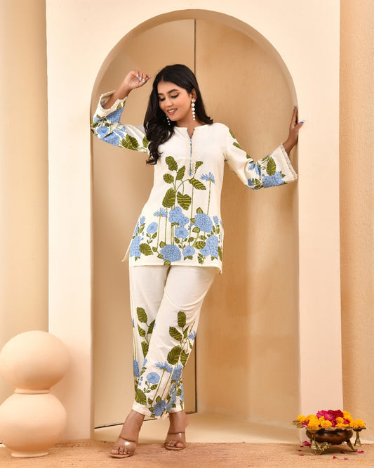 Hydrangea Haven: Two-Piece Floral Co-ord Set