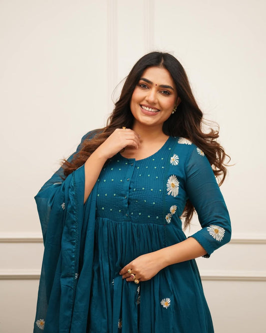 Designer Anarkali Kurti pant  duppta set