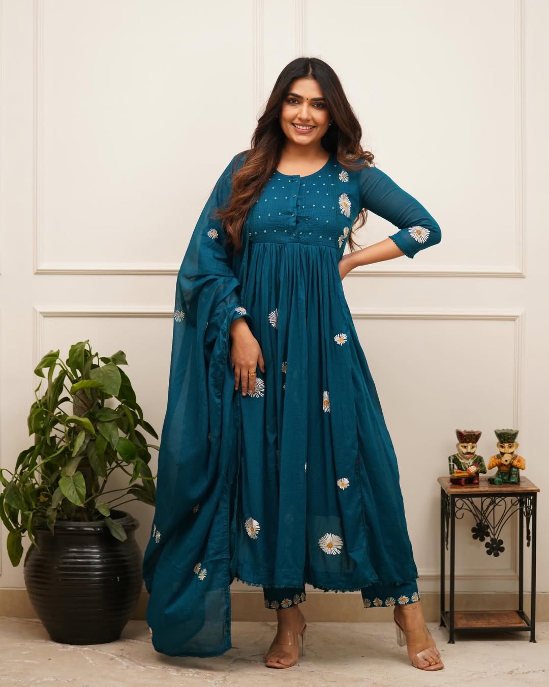 Designer Anarkali Kurti pant  duppta set